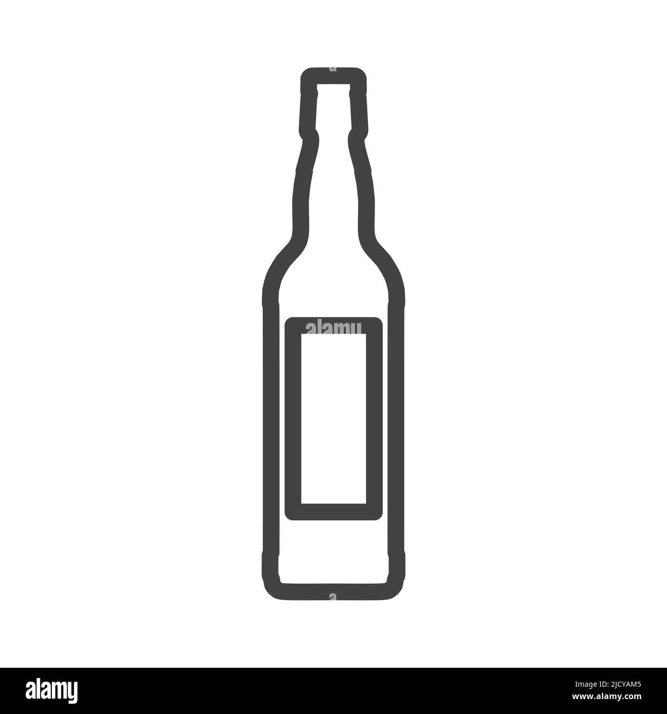 Icona raffigurante il vettore della bevanda in vetro del flacone. Contenitore in plastica liquida, simbolo della bevanda e oggetto con etichetta con alcol. Food Graphic segno soda o birra iso Illustrazione Vettoriale
