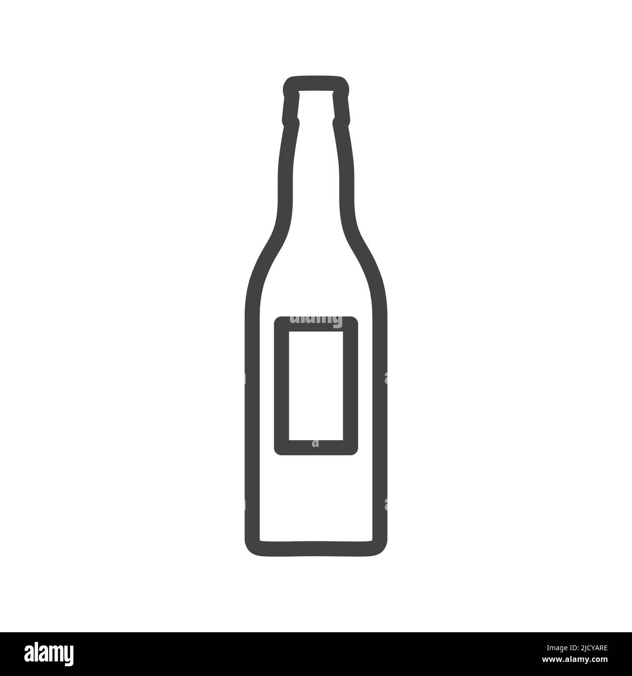 Icona raffigurante il vettore della bevanda in vetro del flacone. Contenitore in plastica liquida, simbolo della bevanda e oggetto con etichetta con alcol. Food Graphic segno soda o birra iso Illustrazione Vettoriale