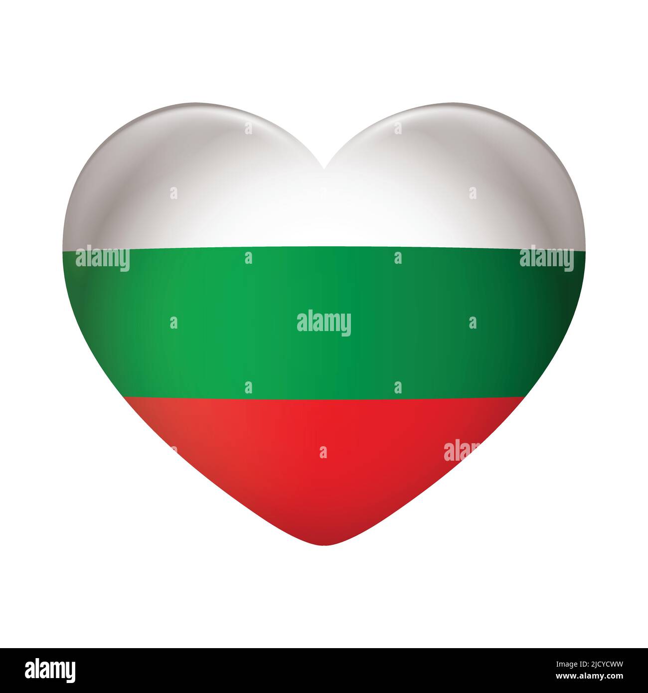 Icona della bandiera della Bulgaria isolata su sfondo bianco. Bandiera della Bulgaria. Icona flag lucida. Illustrazione Vettoriale