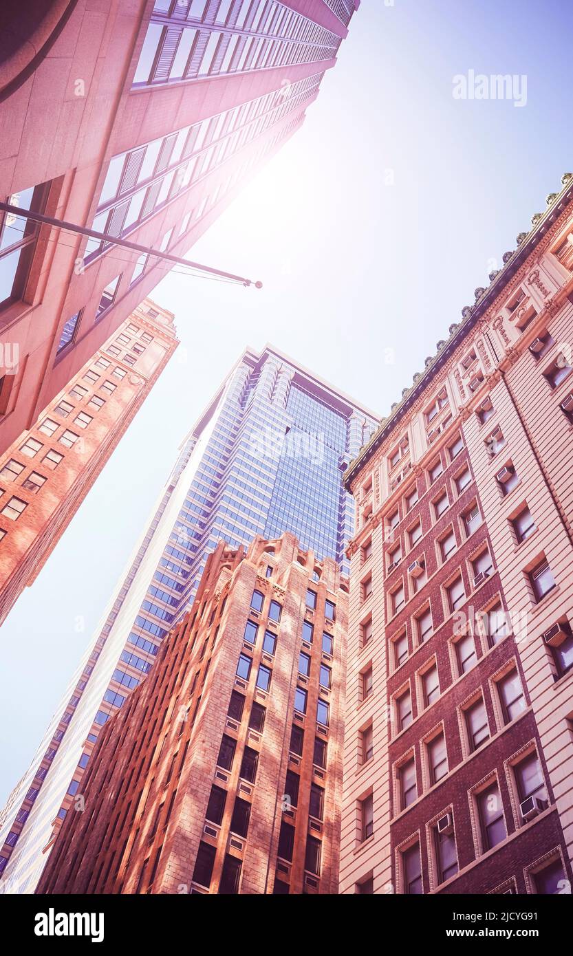 New York City edifici, retrò toning applicato, Stati Uniti. Foto Stock