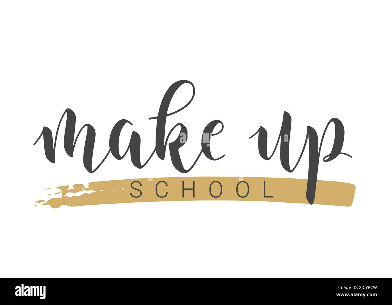Illustrazione dello stock vettoriale. Scrittura manoscritta della scuola di make up. Modello per striscioni, cartoline, poster, stampa, adesivi o prodotti Web. Illustrazione Vettoriale