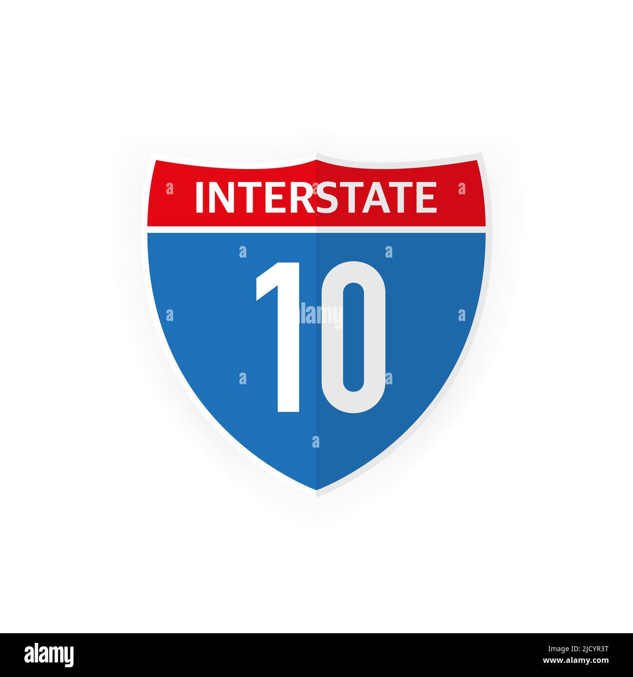 Interstate Highway 10 icona segnaletica stradale isolato su sfondo bianco. Illustrazione vettoriale. Illustrazione Vettoriale