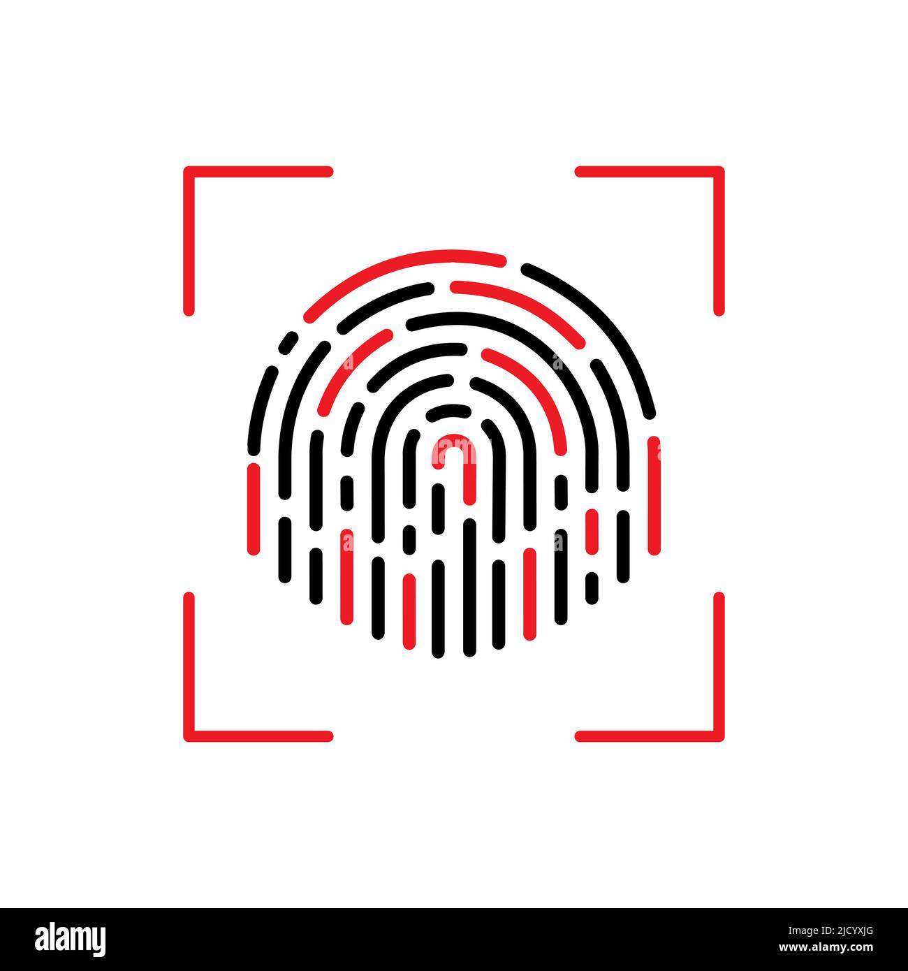 Touch ID - illustrazione vettoriale. Impronta digitale isolata su sfondo bianco. Illustrazione Vettoriale