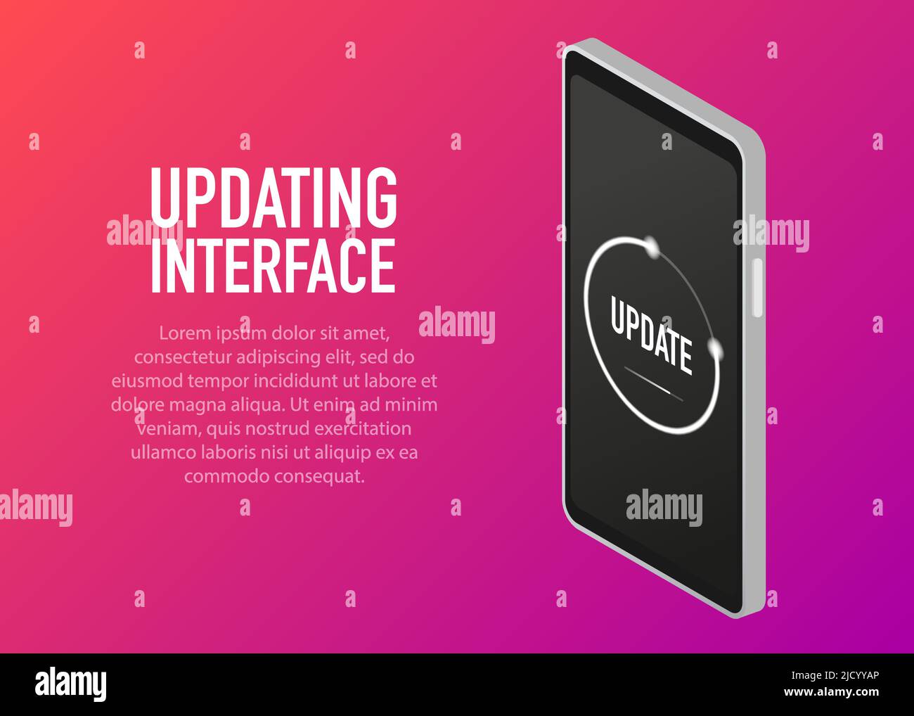 Informazioni di aggiornamento del software di sistema. Processo di caricamento nella schermata dello smartphone. Illustrazione vettoriale. Illustrazione Vettoriale