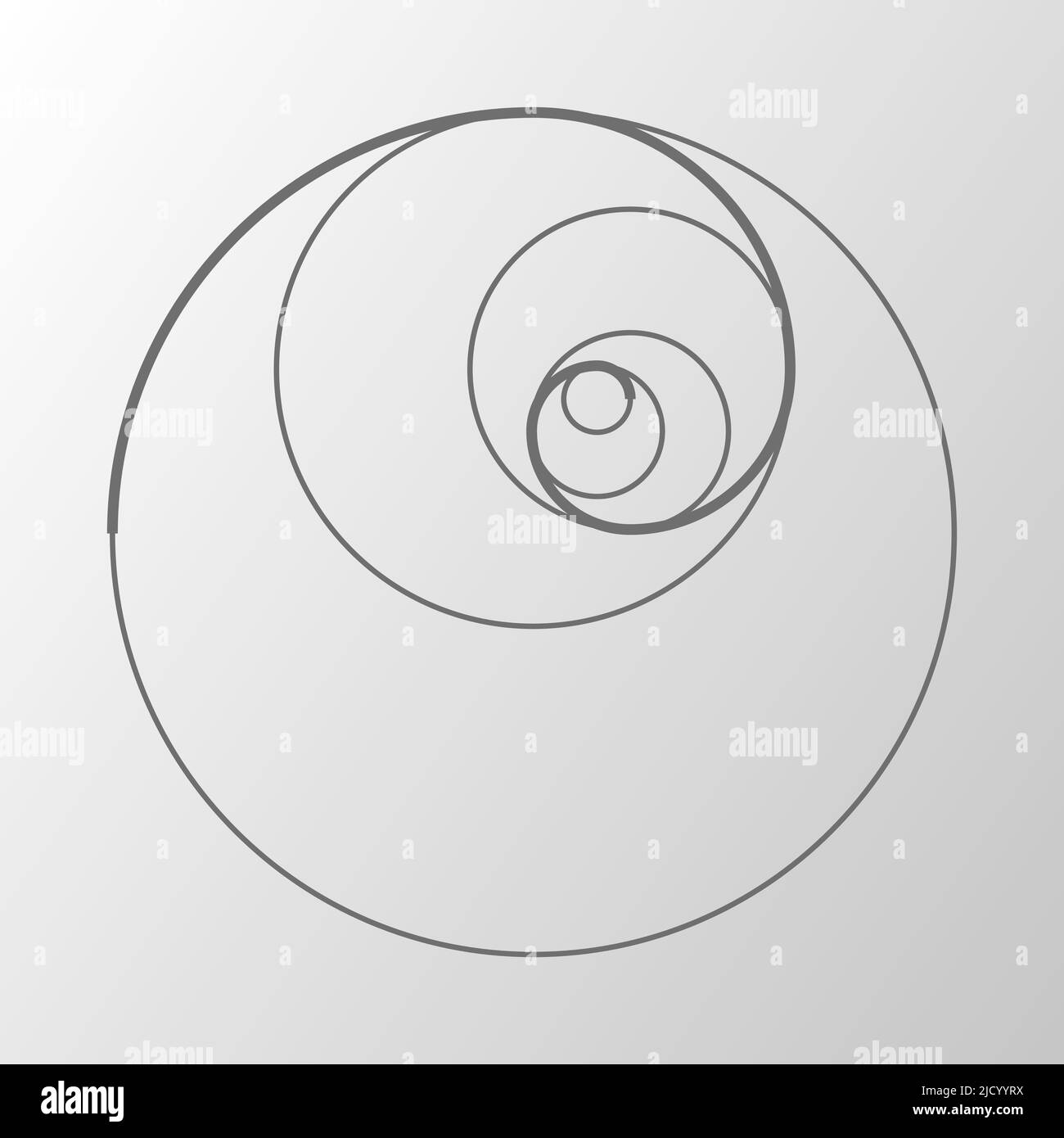 Illustrazione astratta con rapporto d'oro su sfondo grigio. Oro d'arte. Ripetizione a spirale. Disegno a linee. Illustrazione vettoriale. Illustrazione Vettoriale