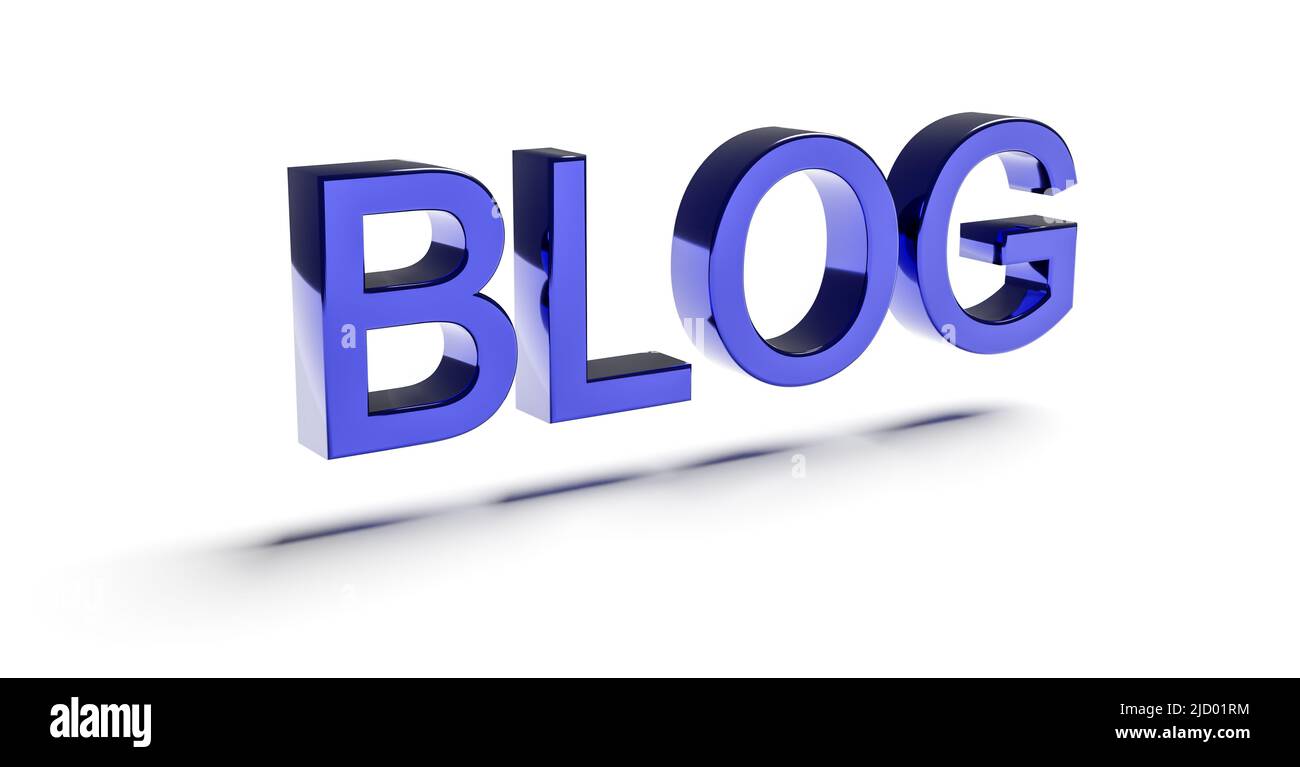 Blog di Word. Concetto di blogging. Illustrazione per blogger web. 3d rendering Foto Stock