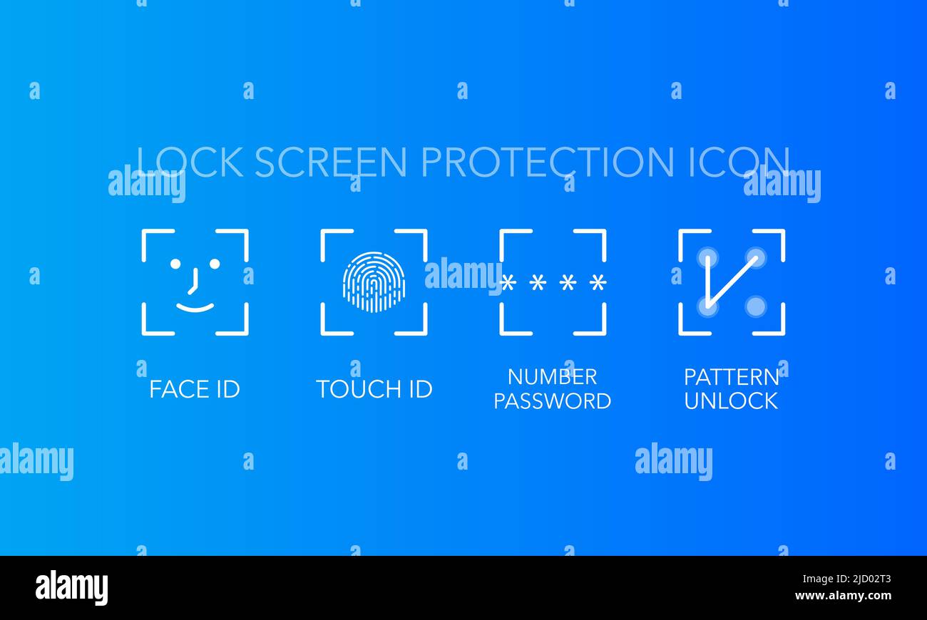 Icona di protezione schermata di blocco. Protezione dello schermo di blocco per il design delle app mobili. Illustrazione Vettoriale
