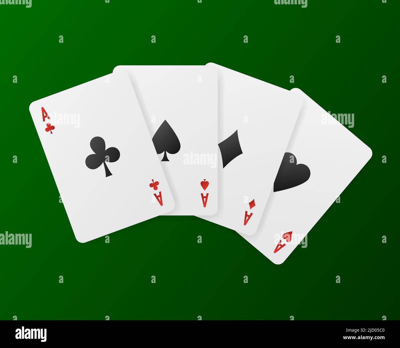 Carte da gioco nel casinò su sfondo verde. Illustrazione vettoriale. Illustrazione Vettoriale