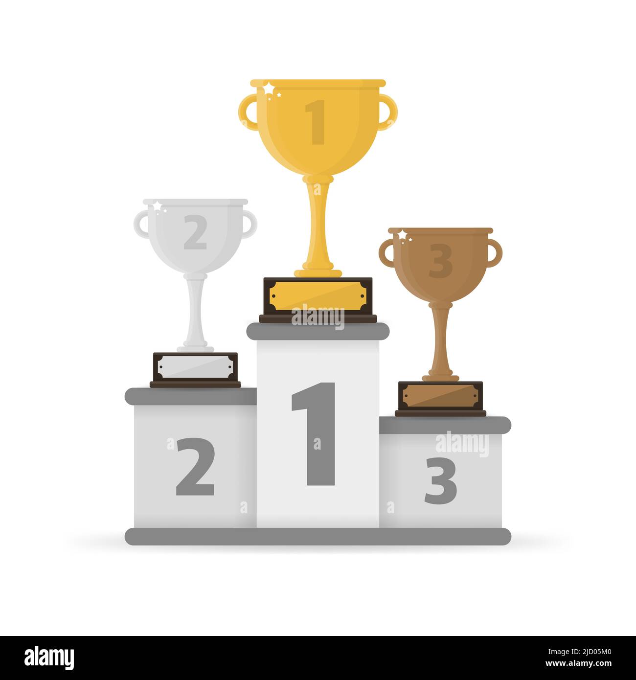 Podi per i vincitori con 1st, 2nd e 3rd posti su sfondo bianco. Illustrazione vettoriale. Illustrazione Vettoriale