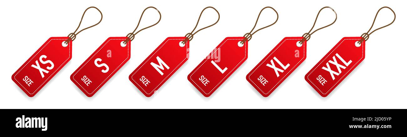 Collezione di etichette di abbigliamento isolate su sfondo bianco. Illustrazione vettoriale. Illustrazione Vettoriale