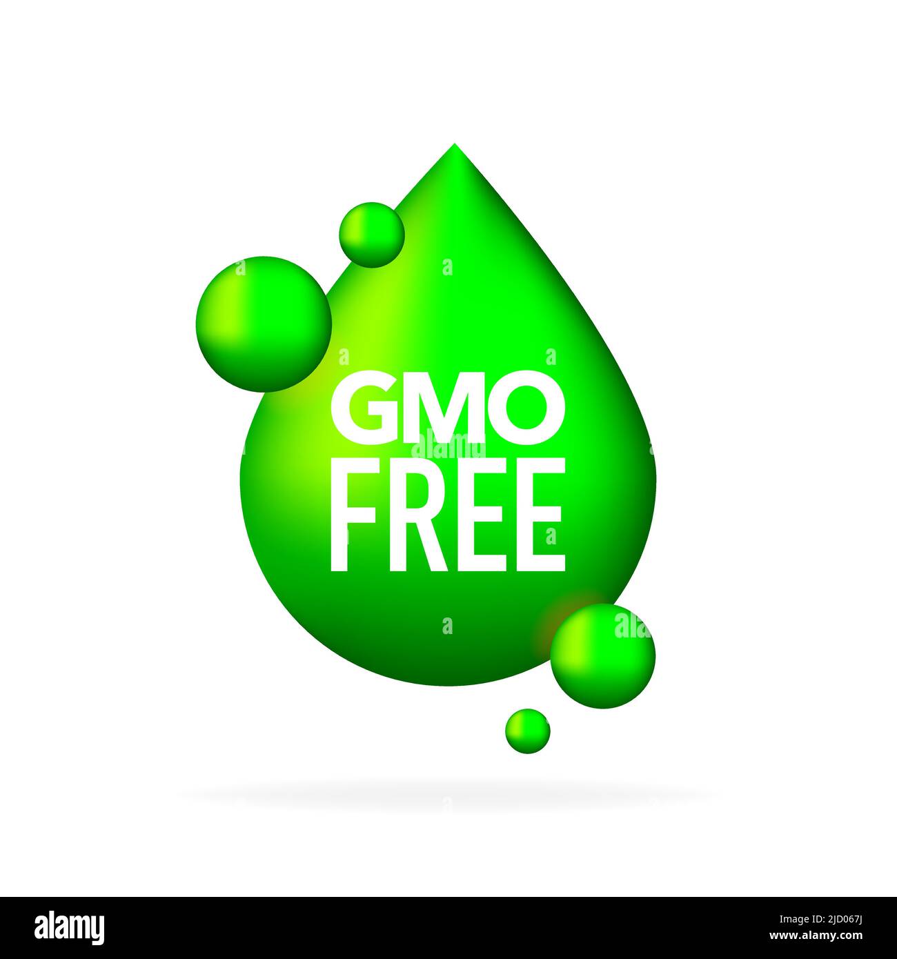 Senza OGM. Una goccia verde realistico. Web design. Illustrazione vettoriale. Illustrazione Vettoriale