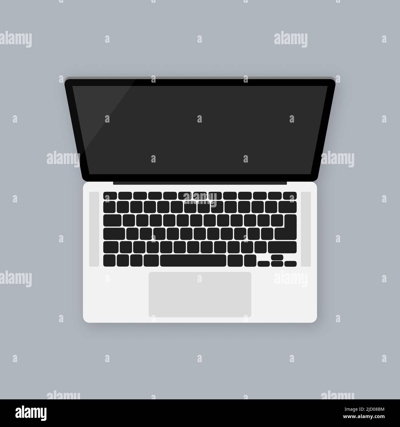 Notebook nero su sfondo trasparente. Tecnologia Internet. Vista frontale, laterale. Schermo del computer. Illustrazione Vettoriale