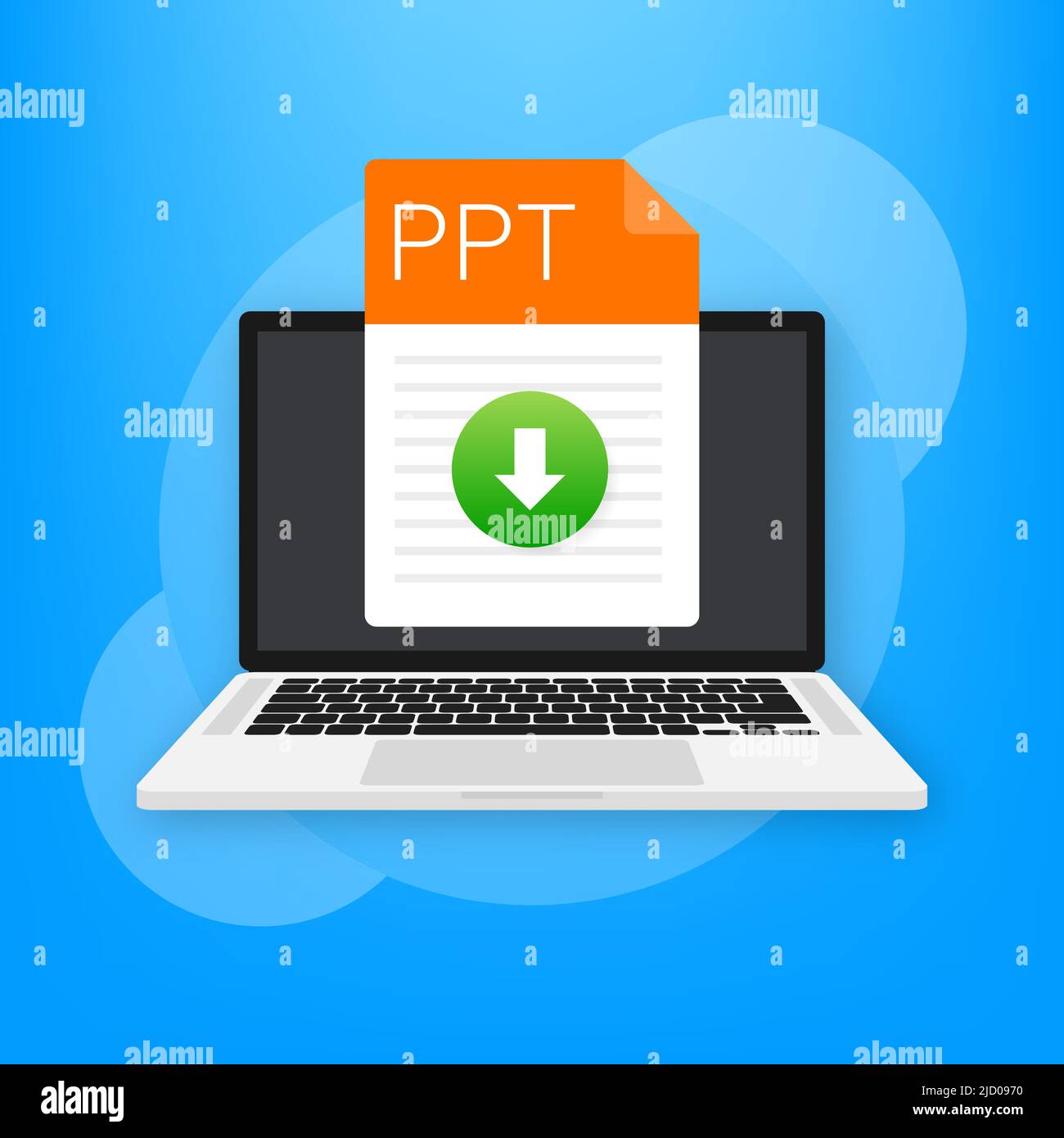 Icona del file PPT. Tipo di documento foglio di calcolo. Illustrazione grafica dal design moderno e piatto. Icona Vector PPT (PPT vettore). Illustrazione Vettoriale