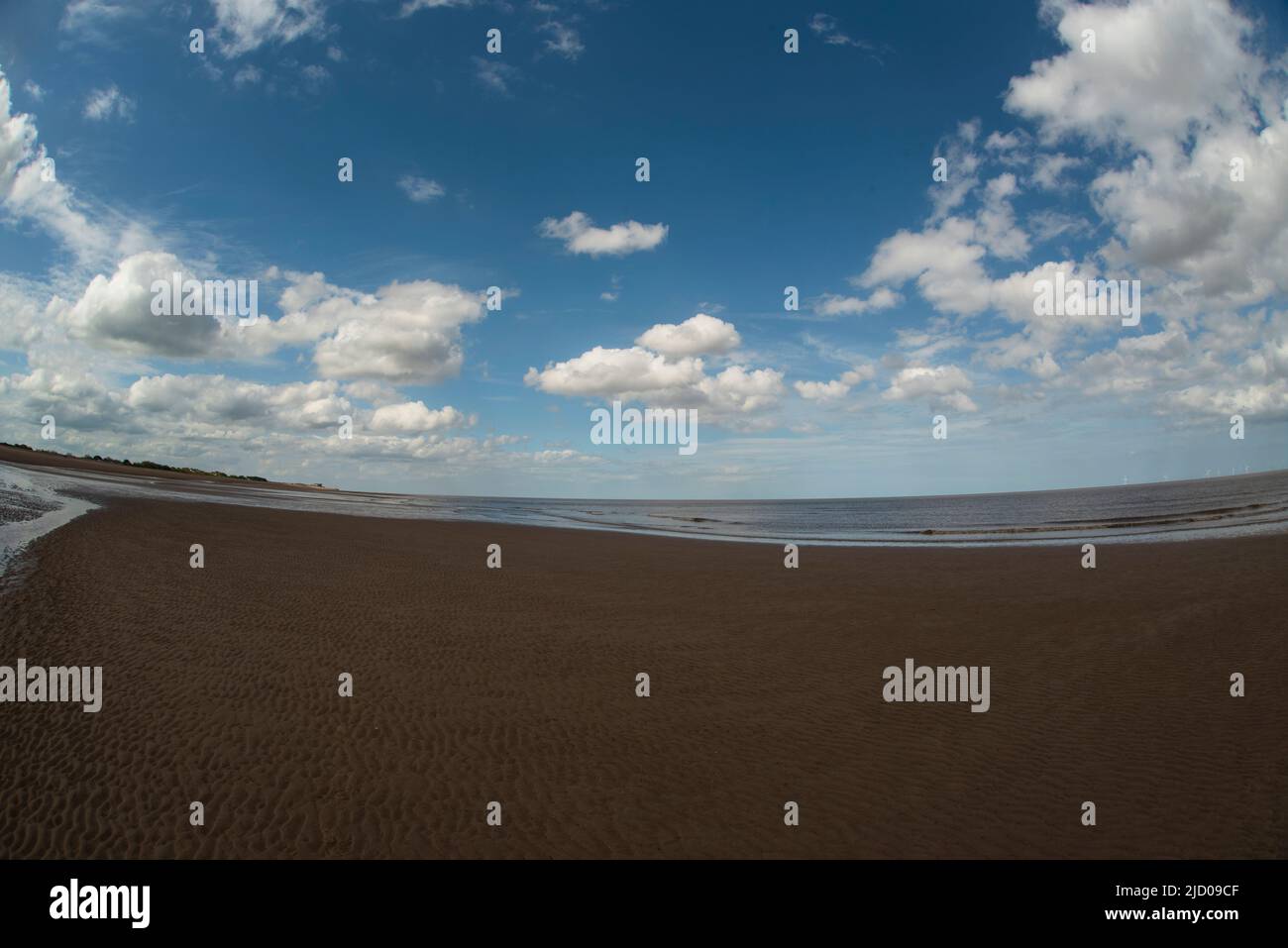 Empty Ingoldmels Beach, Skegness, Lincolnshire Foto Stock