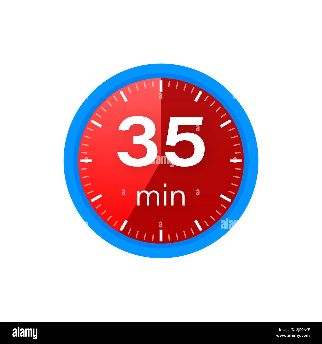 L'icona del vettore cronometro da 35 minuti. Icona del cronometro in stile piatto su sfondo bianco. Illustrazione dello stock vettoriale. Illustrazione Vettoriale