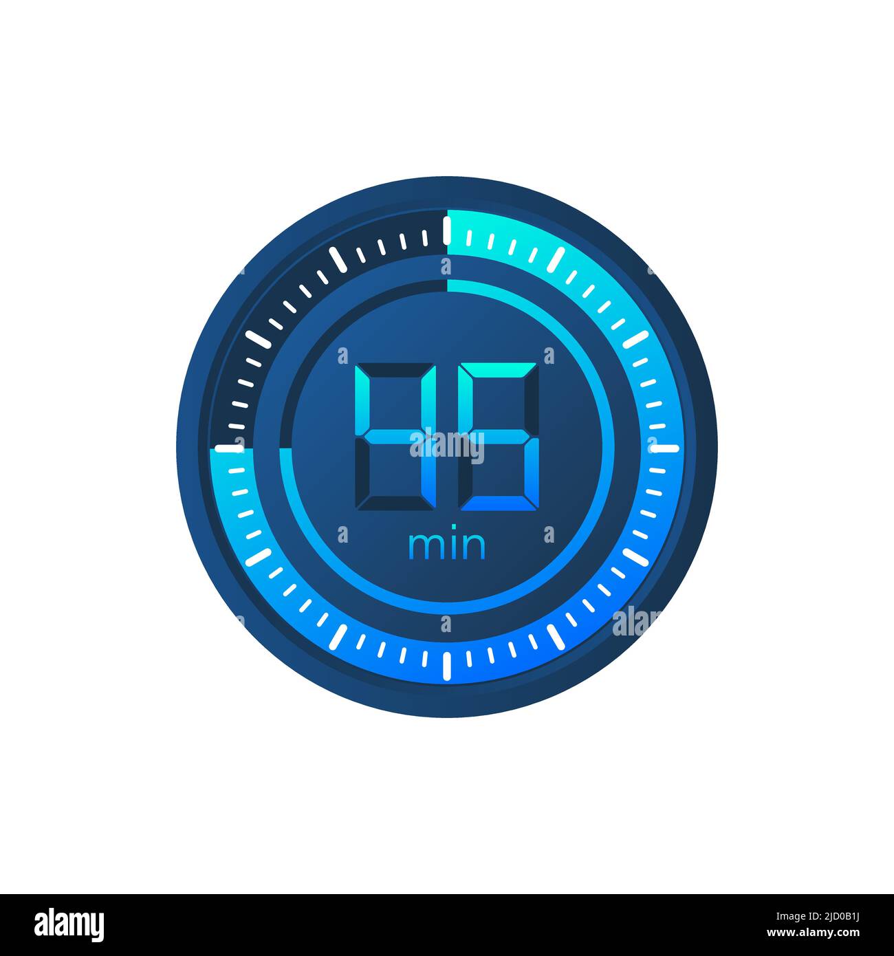 L'icona del vettore cronometro da 45 minuti. Icona del cronometro in stile piatto su sfondo bianco. Illustrazione dello stock vettoriale. Illustrazione Vettoriale