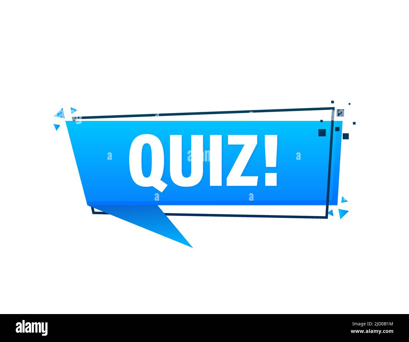Banner quiz blu in stile 3D su sfondo bianco. Illustrazione vettoriale. Illustrazione Vettoriale