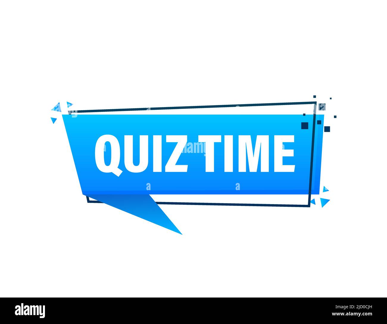 Banner quiz blu in stile 3D su sfondo bianco. Illustrazione vettoriale. Illustrazione Vettoriale