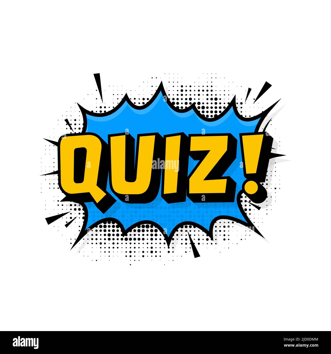 Banner cartoon. Modello di design vettoriale per il quiz blu. Banner omaggio. Cartello di gioco. Illustrazione Vettoriale