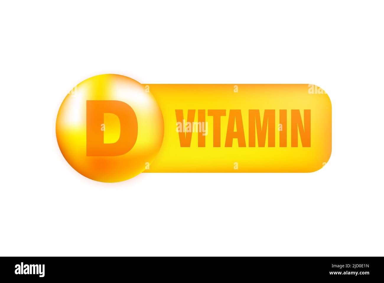 Vitamina D con caduta realistica su sfondo grigio. Particelle di vitamine nel mezzo. Illustrazione vettoriale. Illustrazione Vettoriale
