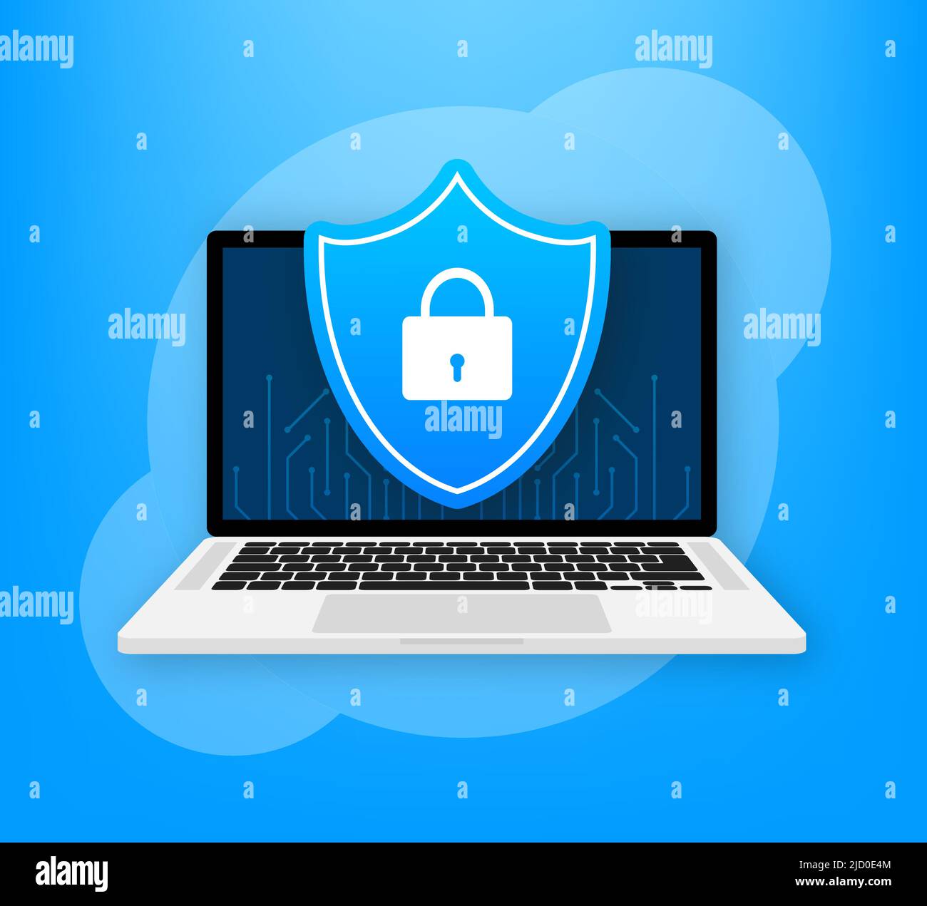 Laptop di sicurezza, icona di protezione. Illustrazione vettoriale. Illustrazione Vettoriale