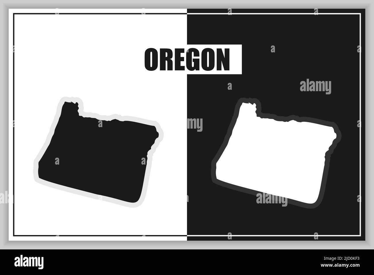 Mappa in stile piatto dello stato di Origon, USA. Oregon contorni. Illustrazione vettoriale Illustrazione Vettoriale
