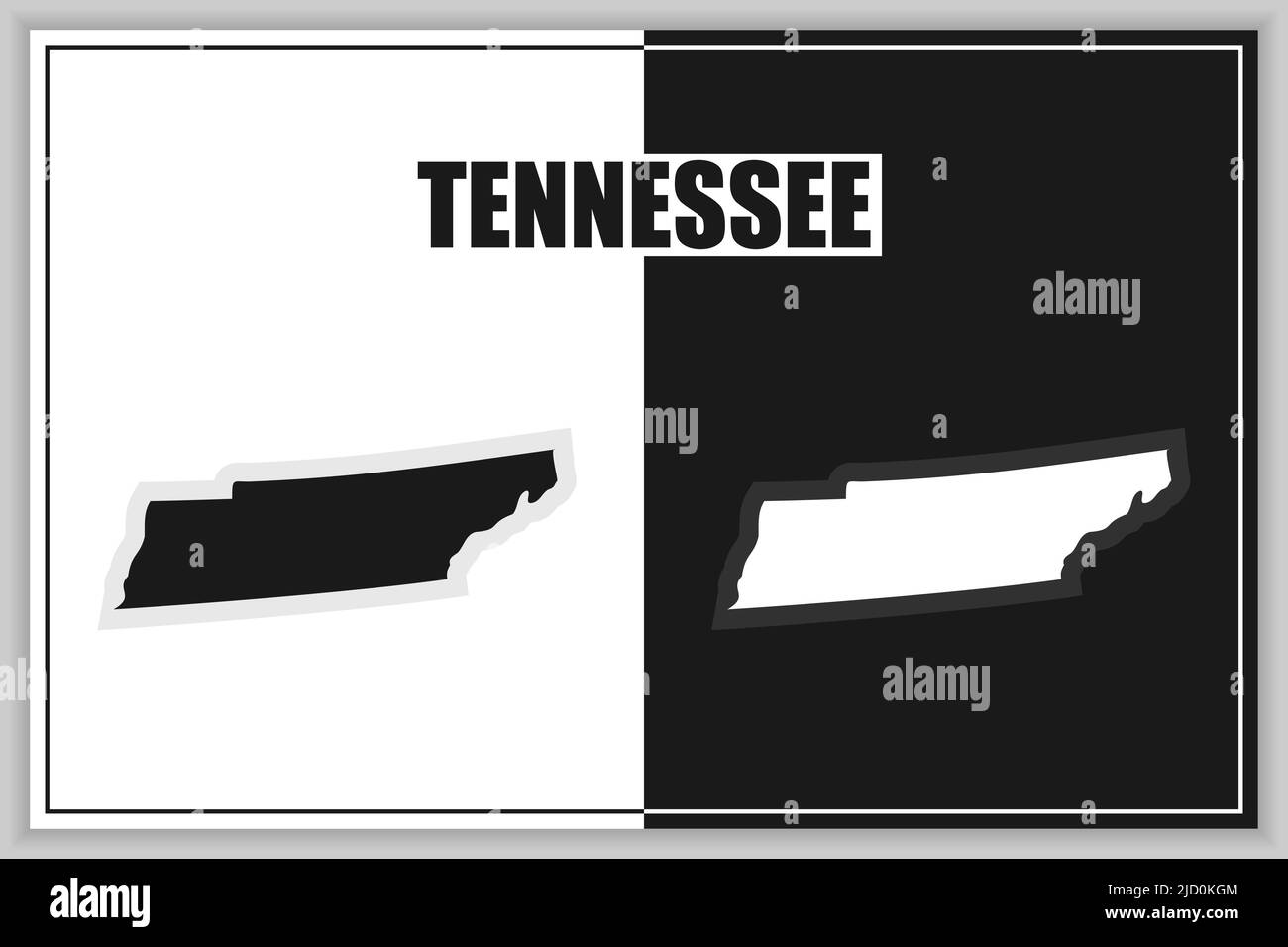 Mappa in stile piano dello stato del Tennessee, USA. Profilo del Tennessee. Illustrazione vettoriale Illustrazione Vettoriale