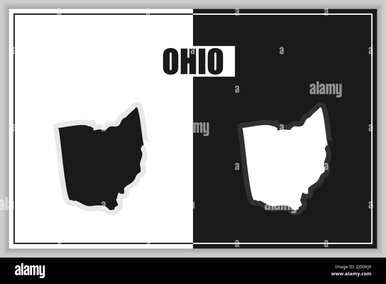 Mappa in stile piano dello stato dell'Ohio, Stati Uniti. Ohio contorni. Illustrazione vettoriale Illustrazione Vettoriale
