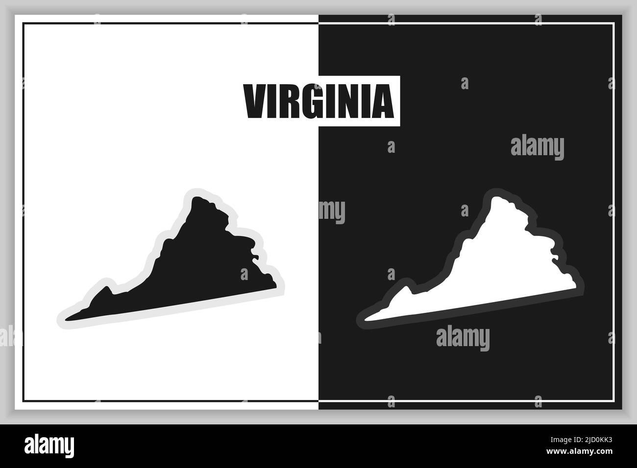 Mappa in stile piatto dello stato della Virginia, USA. Profilo della Virginia. Illustrazione vettoriale Illustrazione Vettoriale