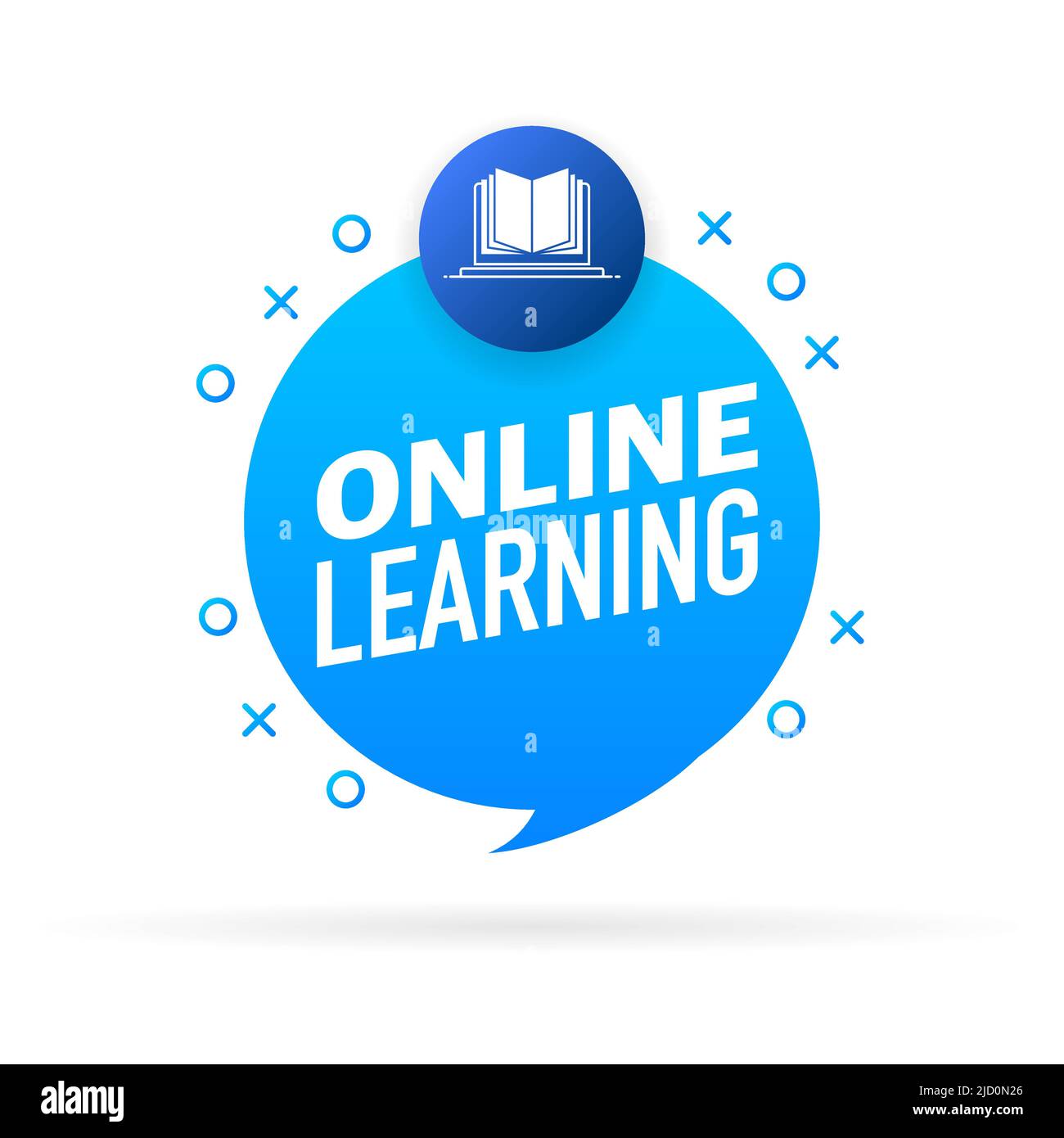 Logo di formazione online. Banner per concept design. Illustrazione isometrica del vettore. Concetto aziendale Illustrazione Vettoriale