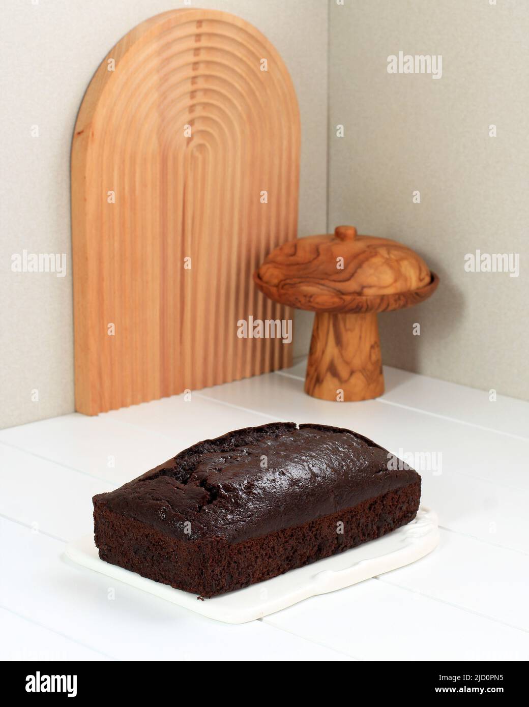 Pane umido fatto in casa cioccolato Banana torta Brownies, copia spazio per il testo Foto Stock