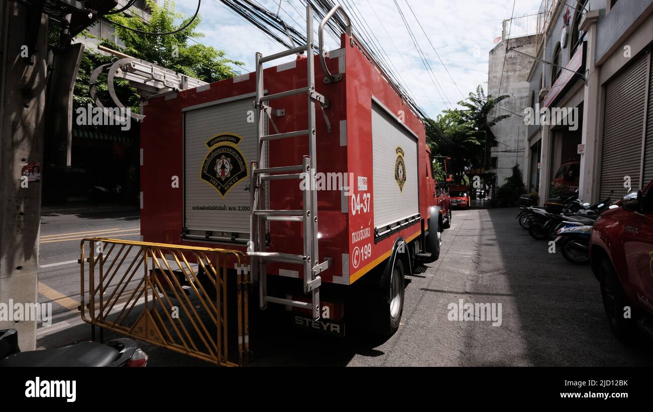 PAK KHLONG SAN STAZIONE DEI VIGILI DEL FUOCO a 1 Charoen Nakhon Road, Khwaeng Khlong San, Khet Khlong San, Provincia Bangkok, Bangkok Thailandia Foto Stock