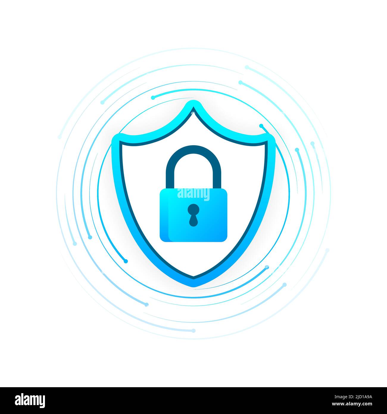 Concetto di sicurezza informatica. Lucchetto, serratura. Concetto di privacy. Pulsante piatto. Sfondo digitale Illustrazione Vettoriale