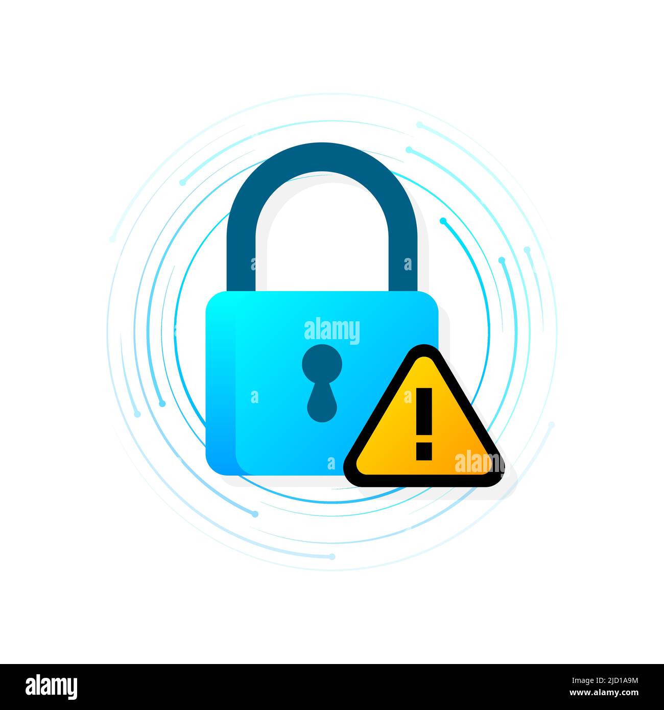 Concetto di sicurezza informatica. Lucchetto, serratura. Concetto di privacy. Pulsante piatto. Sfondo digitale Illustrazione Vettoriale