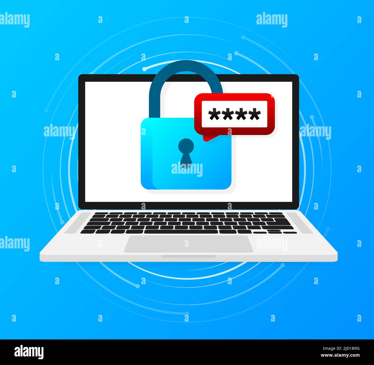 Concetto di sicurezza informatica. Lucchetto, serratura. Concetto di privacy. Pulsante piatto. Sfondo digitale Illustrazione Vettoriale