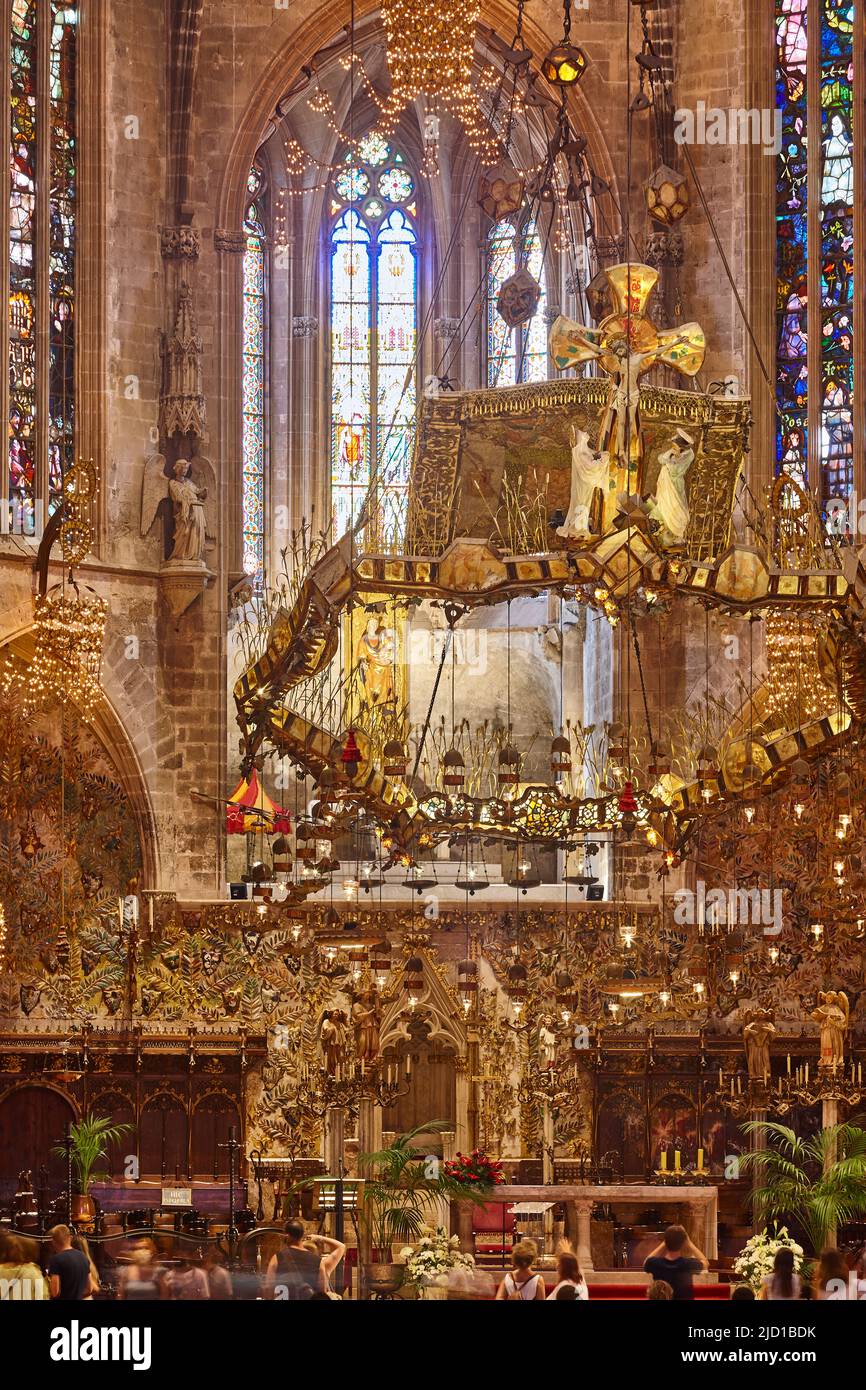 Abside della cattedrale di Palma di Maiorca e rosone. Patrimonio spagnolo Foto Stock