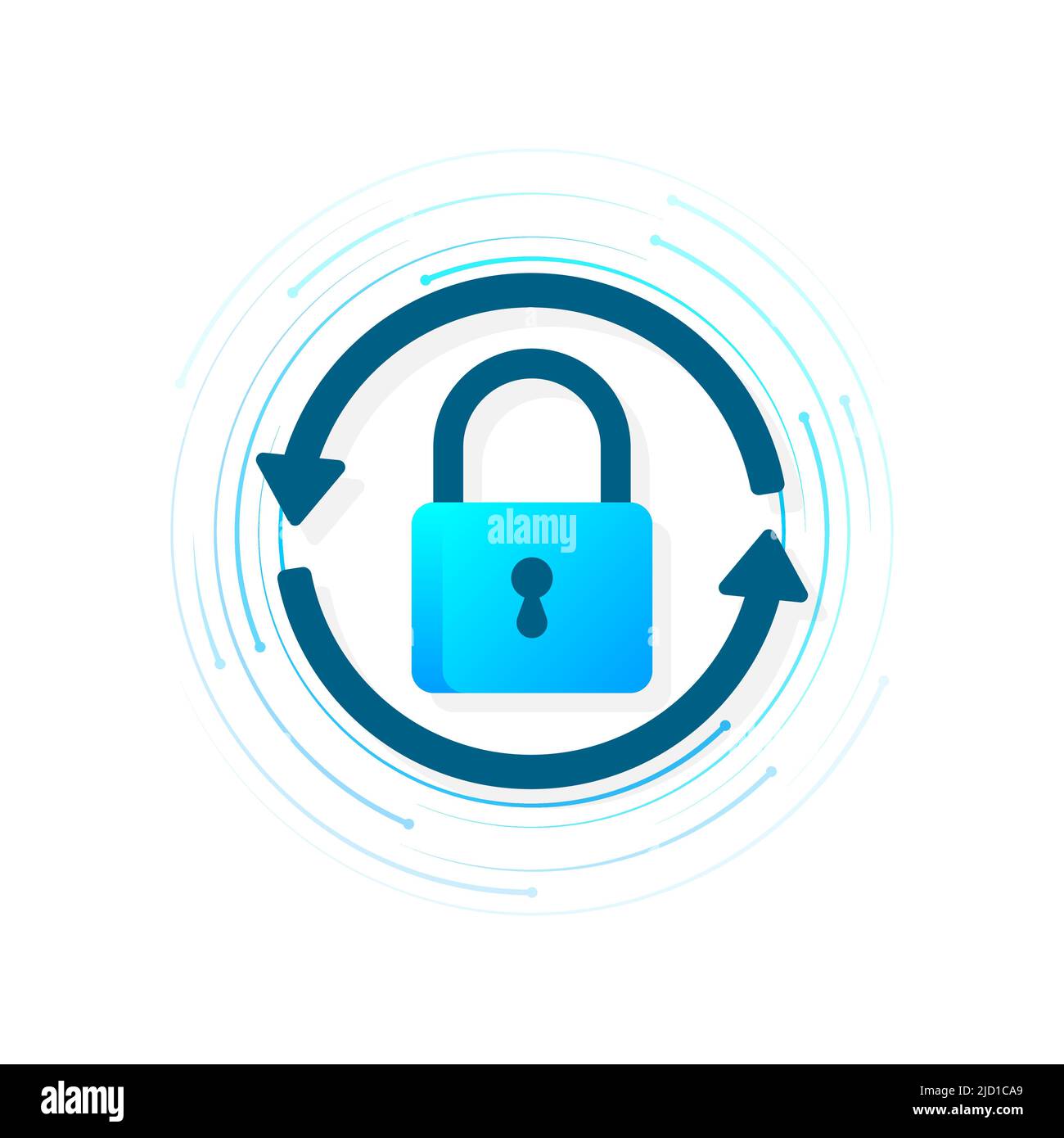 Concetto di sicurezza informatica. Lucchetto, serratura. Concetto di privacy. Pulsante piatto. Sfondo digitale Illustrazione Vettoriale