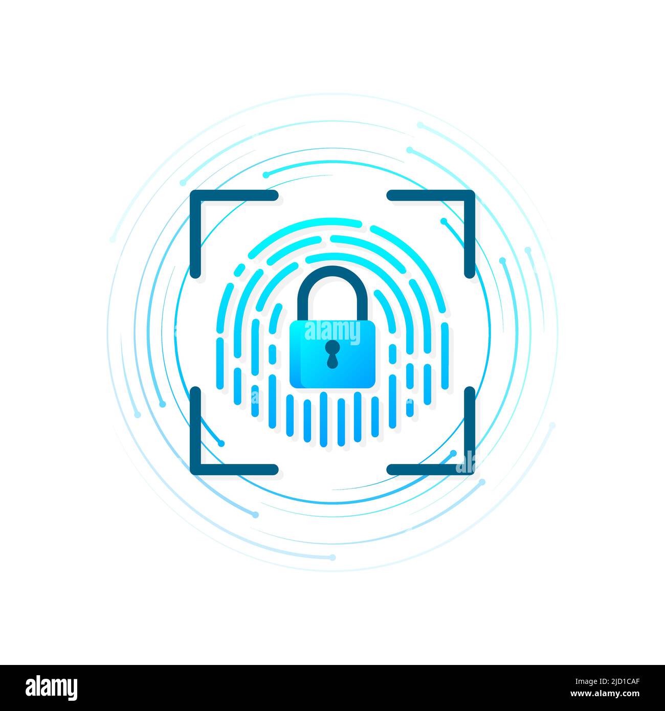 Touch ID - illustrazione vettoriale. Smartphone con impronta digitale isolata su sfondo bianco. Illustrazione Vettoriale