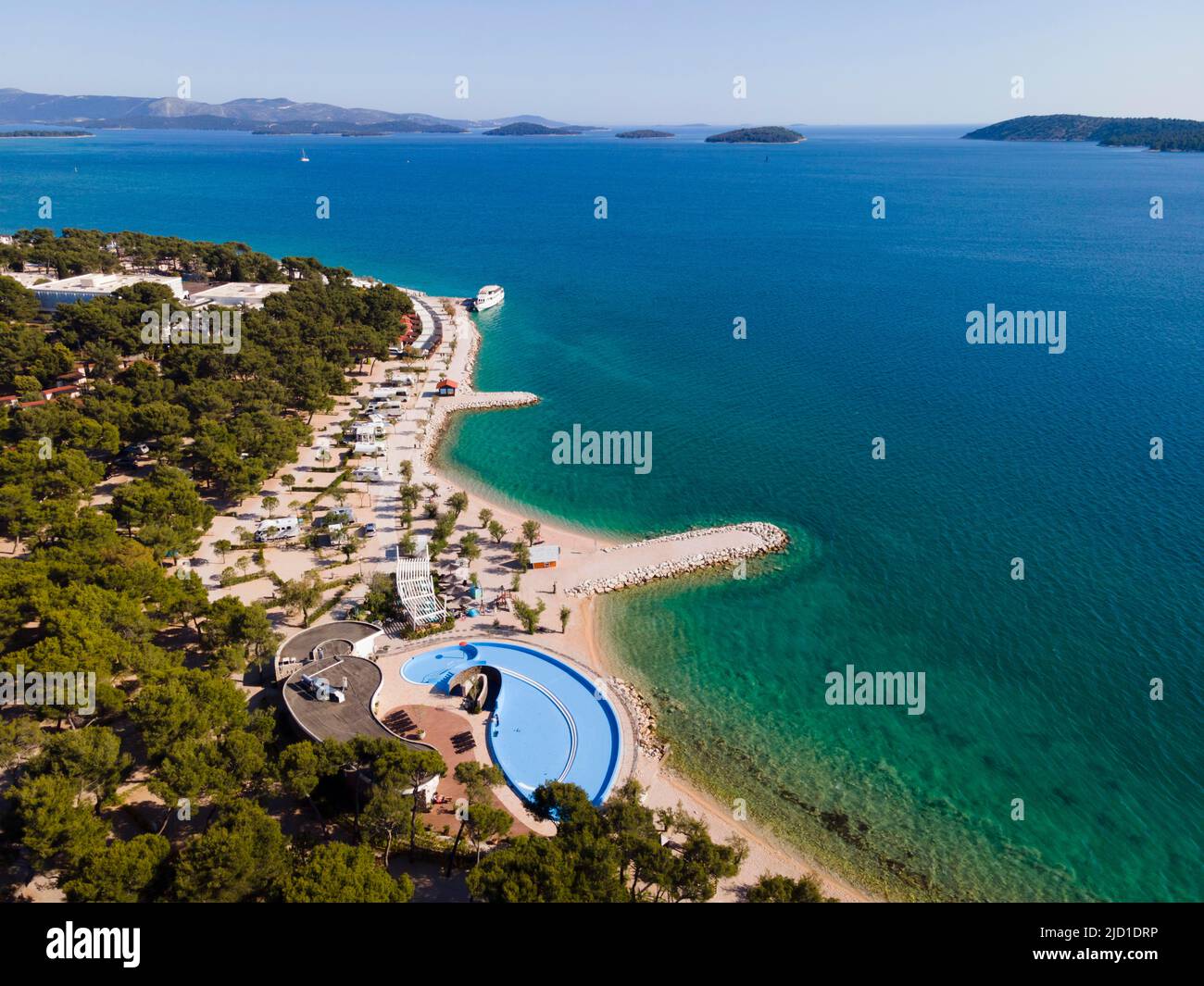 Fuco, costa al Camping Solaris, Sibenik, Sibenik-Knin, Dalmazia, Croazia Foto Stock