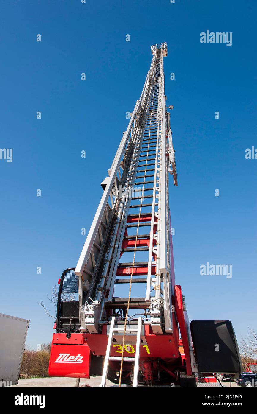 Scala giradischi per vigili del fuoco di Monaco, estesa, Monaco di Baviera Garching, Università della Technical University, Monaco di Baviera, Baviera Foto Stock