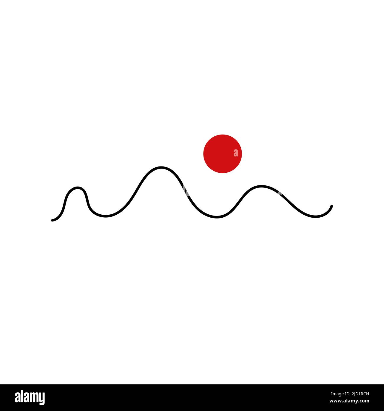 Logo minimo mare e sole Illustrazione Vettoriale