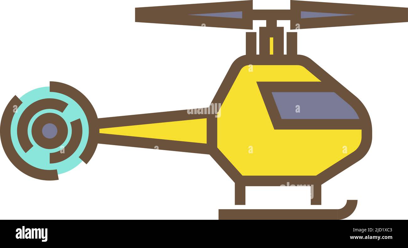 Icona della linea di colore dell'elicottero. Simbolo del trasporto aereo Illustrazione Vettoriale
