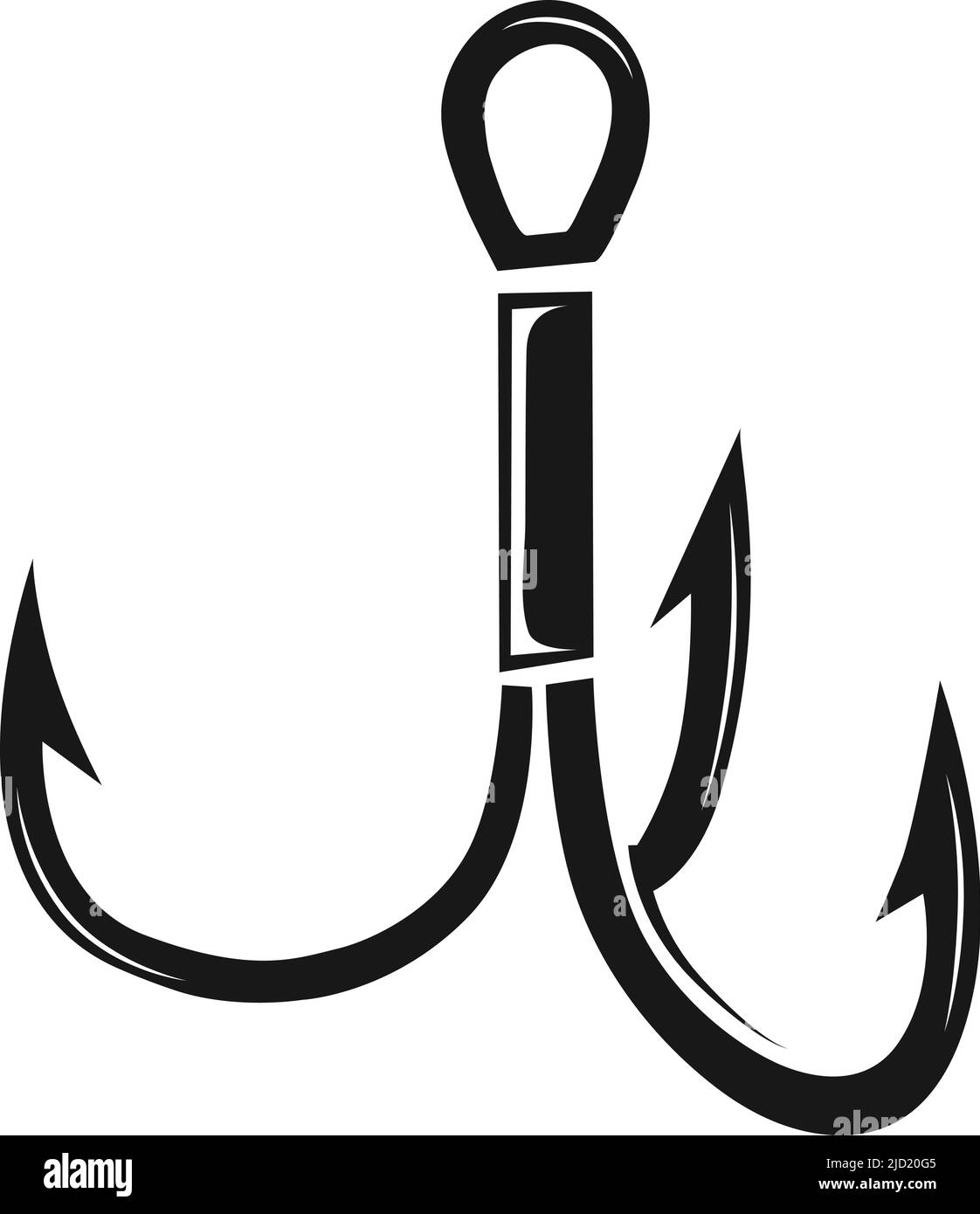 Icona del gancio degli alti. Simbolo nero dello strumento da pesca Illustrazione Vettoriale