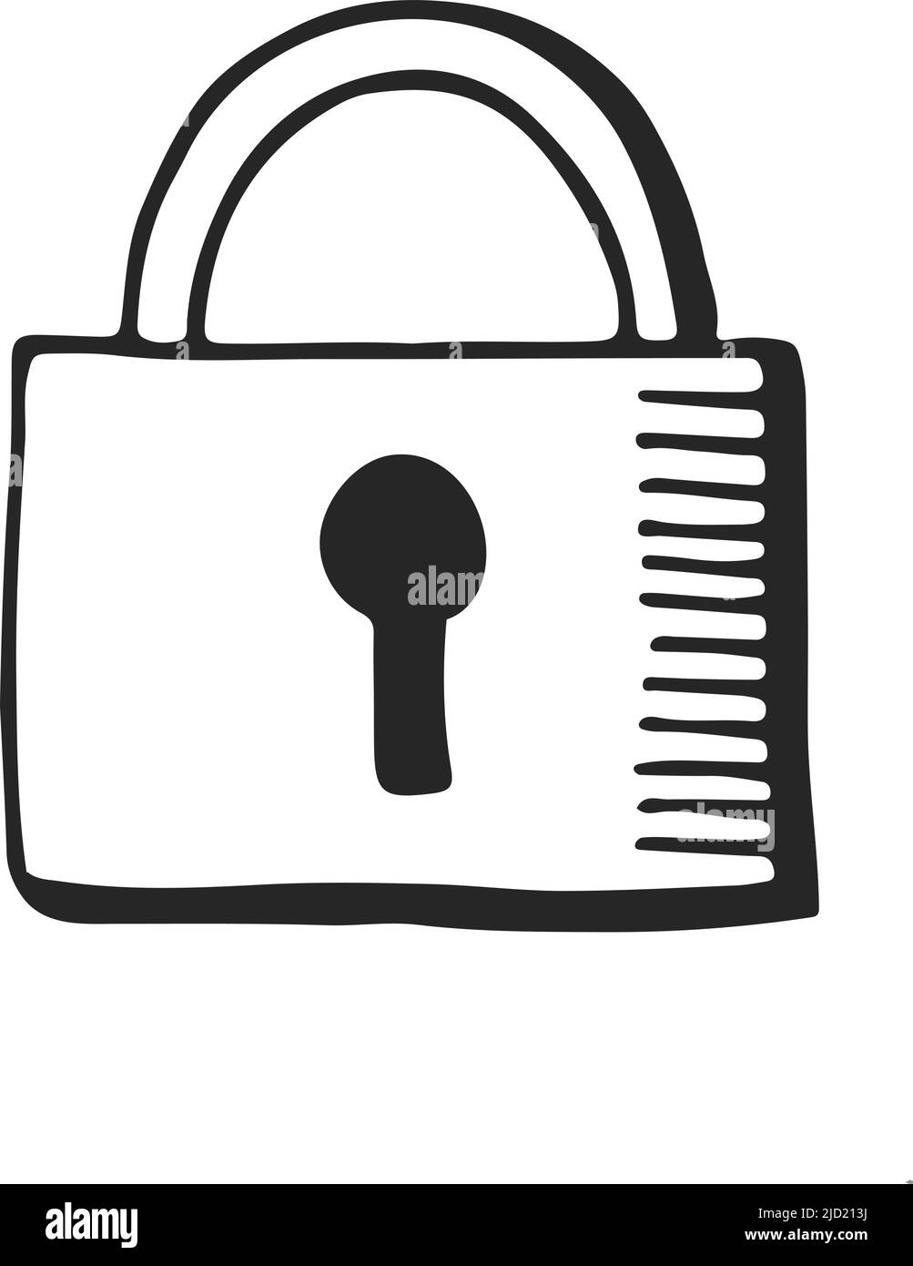 Icona di blocco del doodle. Segnale di sicurezza. Simbolo di protezione Illustrazione Vettoriale