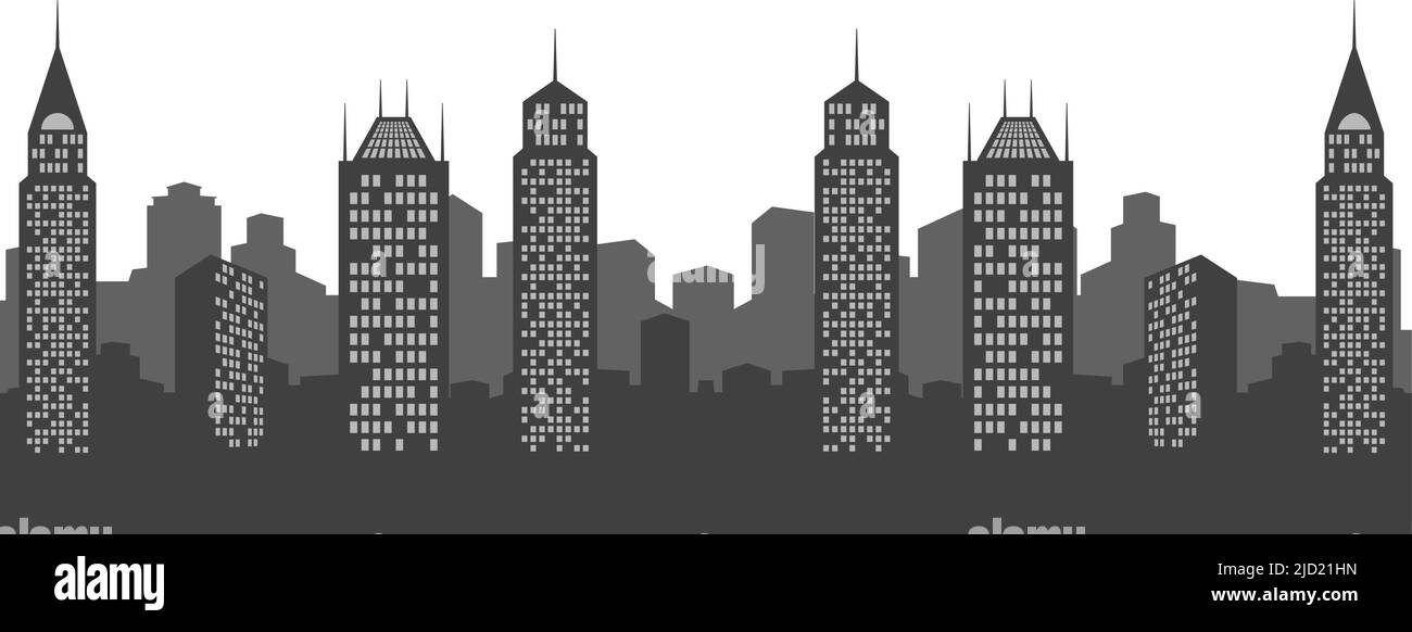 Alto edificio cittadino. Silhouette urbana nera Illustrazione Vettoriale