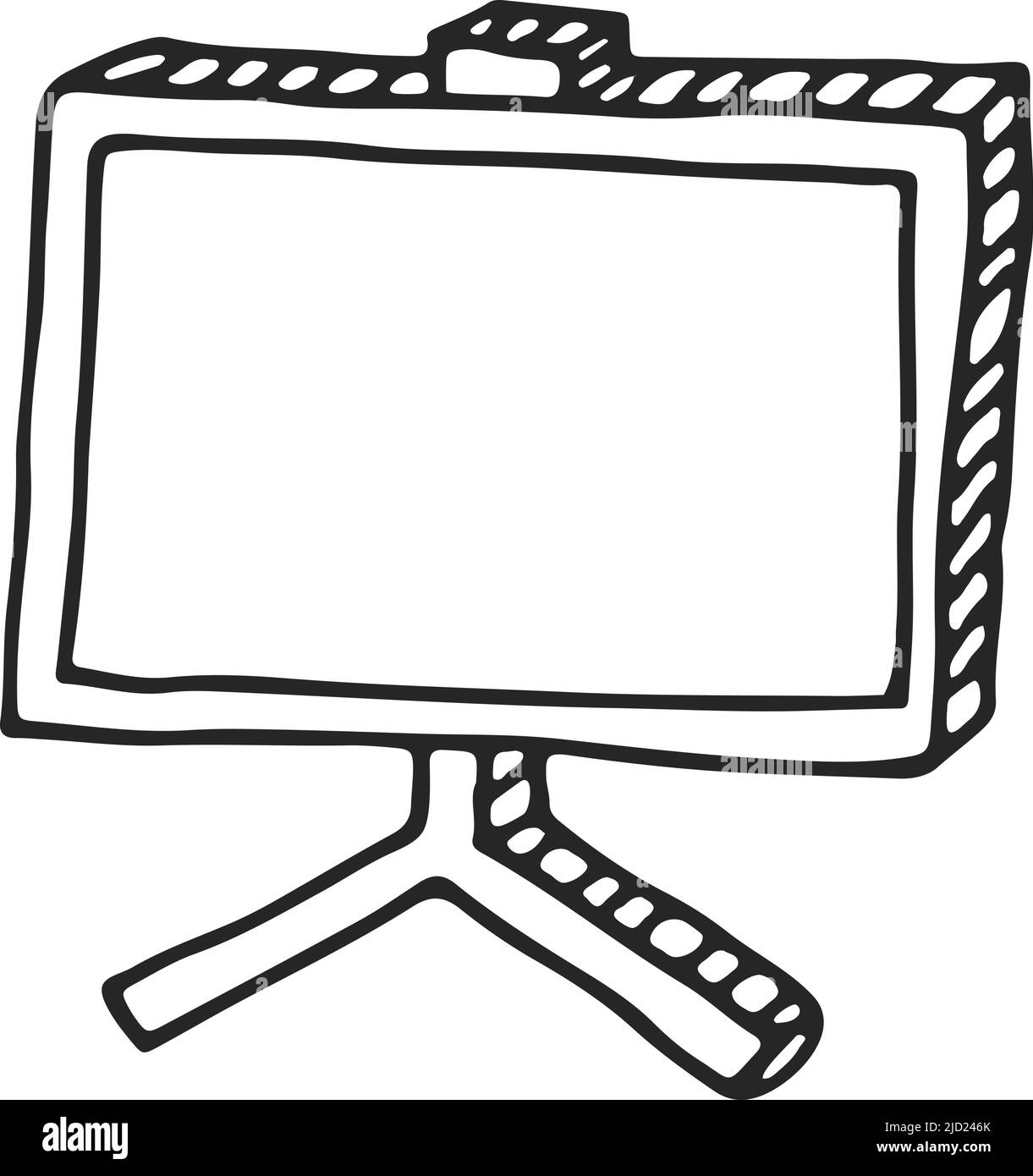 Monitorare il noodle. Icona della linea di visualizzazione disegnata a mano Illustrazione Vettoriale