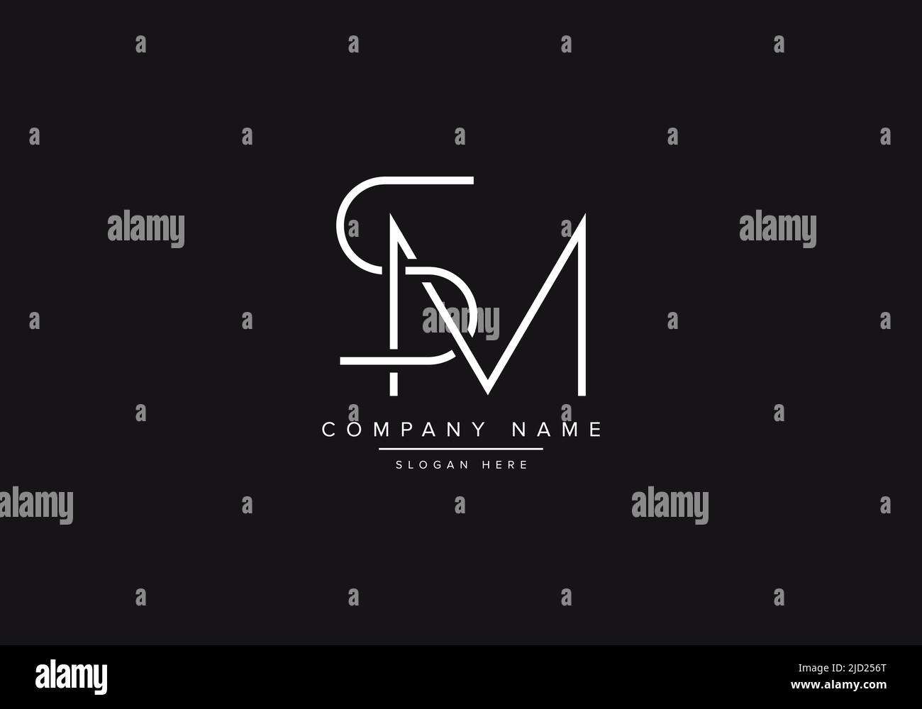Logo SM line art, illustrazione vettoriale del logo della lettera del monogramma astratto Illustrazione Vettoriale