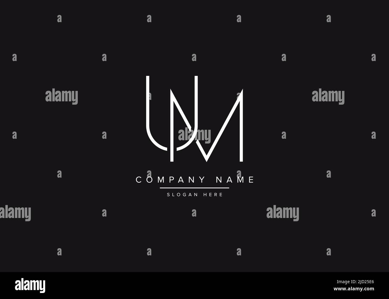 LOGO UM line art, illustrazione vettoriale del logo astratto con lettera monogramma Illustrazione Vettoriale