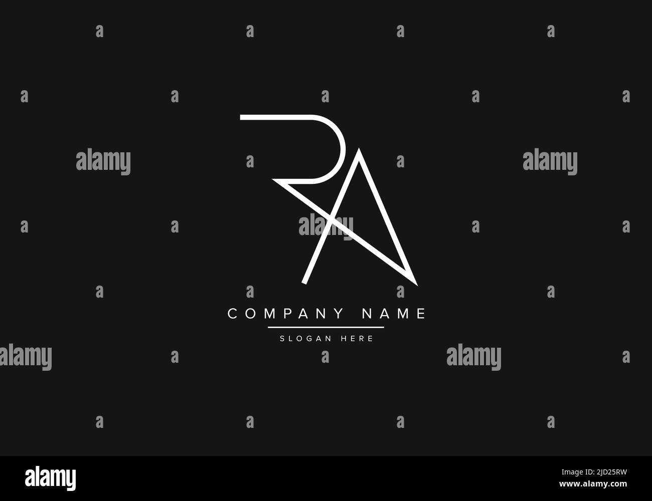 Logo RA line art, illustrazione vettoriale del logo astratto con lettera monogramma Illustrazione Vettoriale