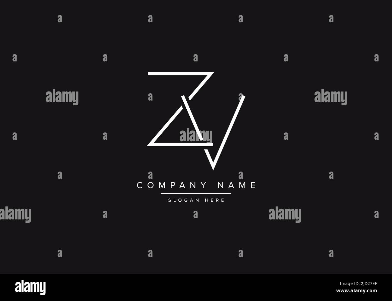 Logo ZV line art, illustrazione vettoriale del logo della lettera del monogramma astratto Illustrazione Vettoriale